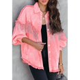 thumbnail image 5 of Baqcunre Womens Winter Coats Women's Tassel Single Breasted Solid Color Lapel Coat Long Sleeve Shirt Jacket Womens Jacket Womens Fall Fashion 2023 Pink XL, 5 of 6
