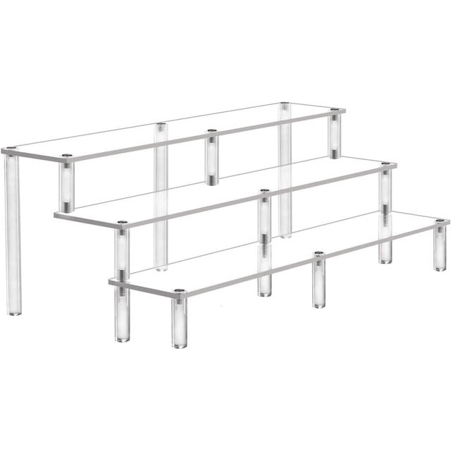 AZEAM 15 3/4 Inch Acrylic Riser Display Shelf,3 Tier Display Riser for Figures Display Stand Large Risers for Display Cupcake Perfume Organizer Cologne Makeup Collection Countertop Desktop Tabletop