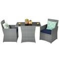 thumbnail image 4 of Patiojoy 3PCS Patio Rattan Furniture Set Outdoor Wicker Table & Chair Set w/Cushions Navy, 4 of 6