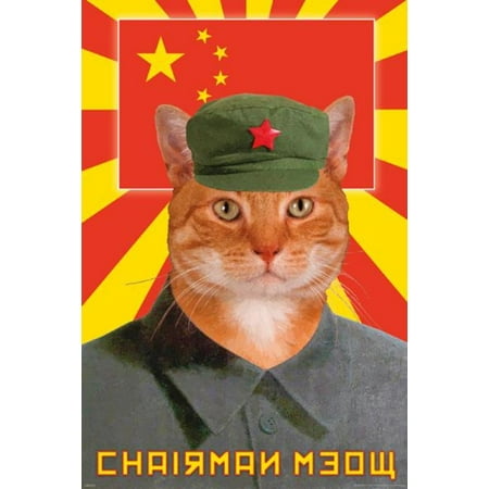 Chairman Meow Leader Of The Feline Revolution Chairman Mao Communist Party Satire Poster - 24x36