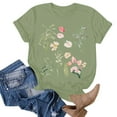thumbnail image 2 of Tiweut Womens T Shirt Floral Print Crew Neck Short Sleeve Loose Pullover Outerwear,Green, 2 of 4