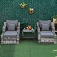 thumbnail image 6 of Outsunny 5 Piece Patio Furniture Set, Chairs, Ottoman, Coffee Table, Gray, 6 of 9