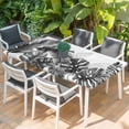 thumbnail image 2 of Grey Black Leaves Table Cloths for 3 Foot Rectangle Tables, Summer Botanical Watercolor Leaf Patio Waterproof Elastic Fitted Tablecloths, Washable Rectangular Table Cover for Camping, 2 of 8