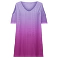 thumbnail image 6 of Tnhcen Women's Summer Loose Fit Off-Shoulder V-Neck Gradient Top - Breathable Spandex Blend Plus Size S-2XL Mesh Shirt, 6 of 7