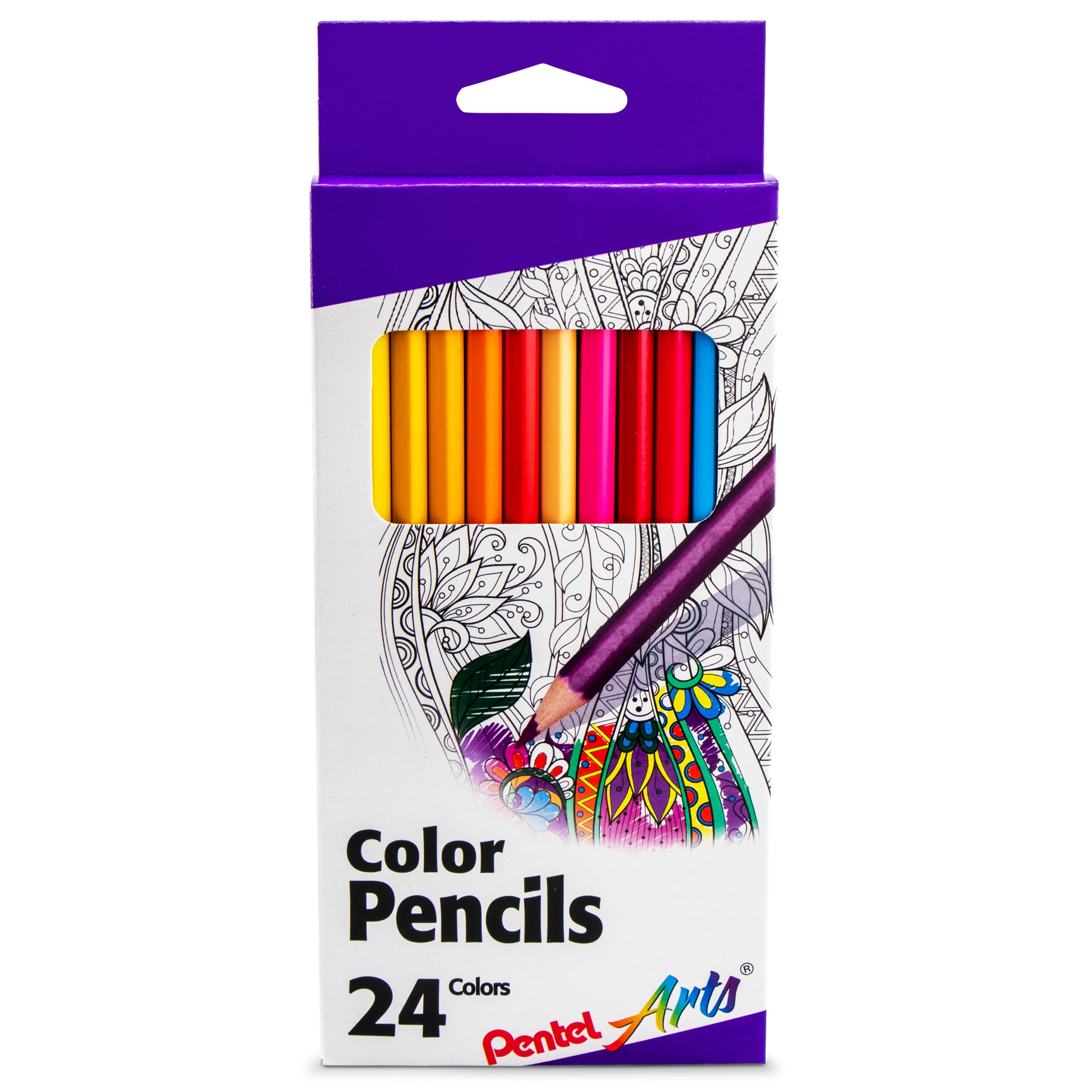 Pentel Arts Set of 24 Colouring Pencils WITH FREE Adult Colouring Book 