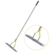 BARAYSTUS Thatch Rake, 15-inch Wide Lawn ThatchingEfficient Steel Metal Lawn Grass Rake With Stainless Steel Handle, 58.5-inch Length.
