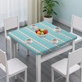 thumbnail image 3 of Blue Ethnic Geometric Pattern Square Fitted Tablecloth with Elastic Edge,Square Table Cover,Washable Elastic Table Cover for Home Kitchen Party Decor 34"x34", 3 of 6
