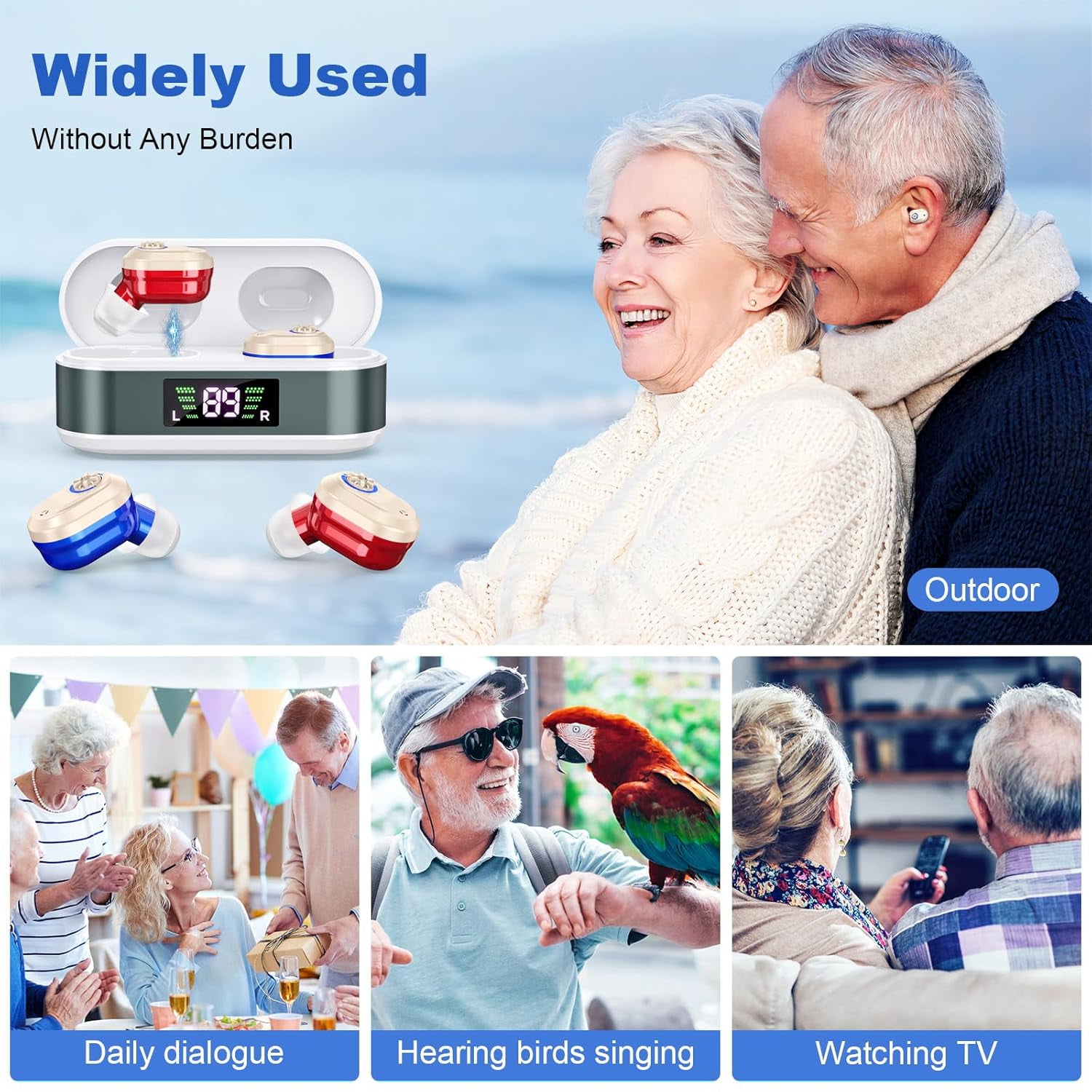 SUWU Hearing Aids for Seniors with digital Displays,Wireless Hearing Aids with Adjustable Volume,Invisible Hearing Amplifier with Noise Reduction with Large Capacity Battery Charging Case