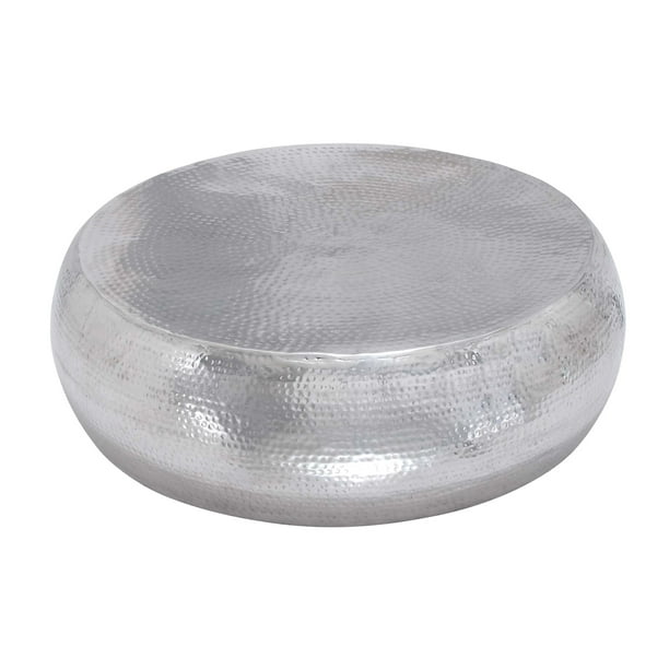 Decmode Aluminum Contemporary Coffee Table Silver 42 W Com Decmode Aluminum Contemporary Coffee, 42 Drum Coffee Table