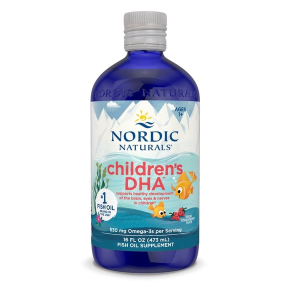 Nordic Naturals Children's DHA Liquid, 530 Mg, Strawberry, Fish Oil, 16 Oz