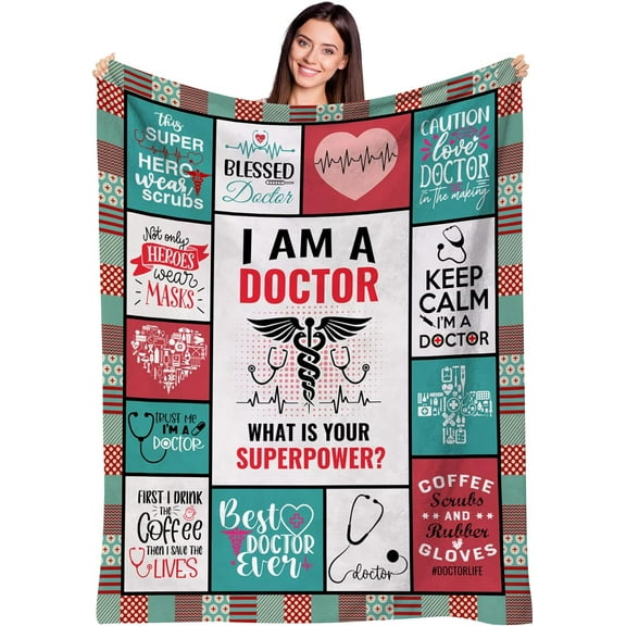 Doctor Gifts, Doctor Themed Blanket for Doctor Appreciation, Retirement Retirement, Thank You Doctor Gifts for Women Men Boyfriend Son Husband, Anniversary Birthday 60"X50"
