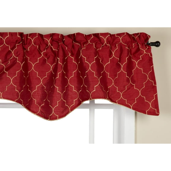 Hudson Embroidered Lined Curtain Valance with Cording