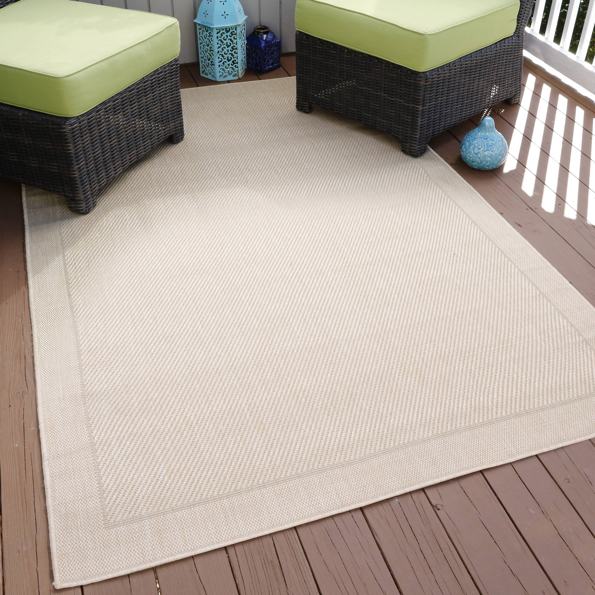 Somerset Home Border Indoor/Outdoor Area Rug, Beige, 5' x 7'7