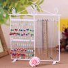 Earrings Display Stand Jewelry Holder Organizer with Necklace Hanger & 48 Earring Holes, White