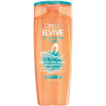 L'Oreal Paris Elvive Dream Lengths Curls Moisturizing Push Shampoo, for Curly Hair, 13.5 fl oz