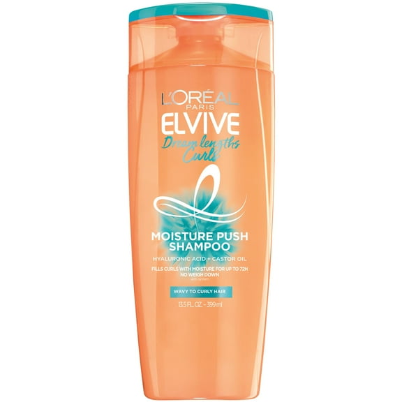 L'Oreal Paris Elvive Dream Lengths Curls Moisturizing Push Shampoo, for Curly Hair, 13.5 fl oz