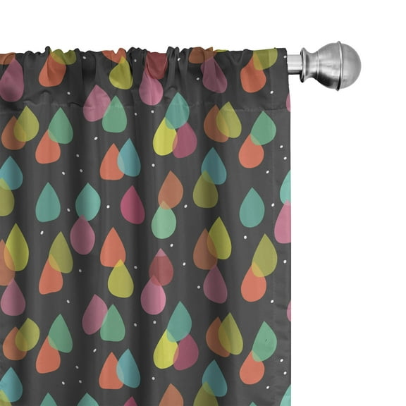 Ambesonne Colorful Curtains, Abstract Raindrops Art, Pair of 28"x63", Multicolor
