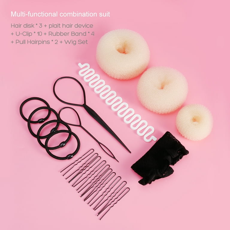 Frcolor Hair Bun Maker Kit Wig Net Hair Donut Styling Accessory