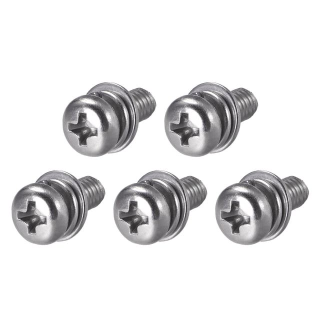 Unique Bargains M5x14mm Tête de Poêle en Acier Inoxydable Vis Ressort Rondelle 5 Pcs
