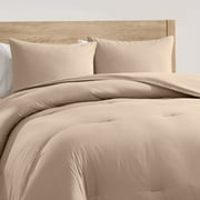 Virtu Comforter Sets, All Season Lightweight Solid Queen Comforter Set, 3-Pc Bedding Sets, Sand
