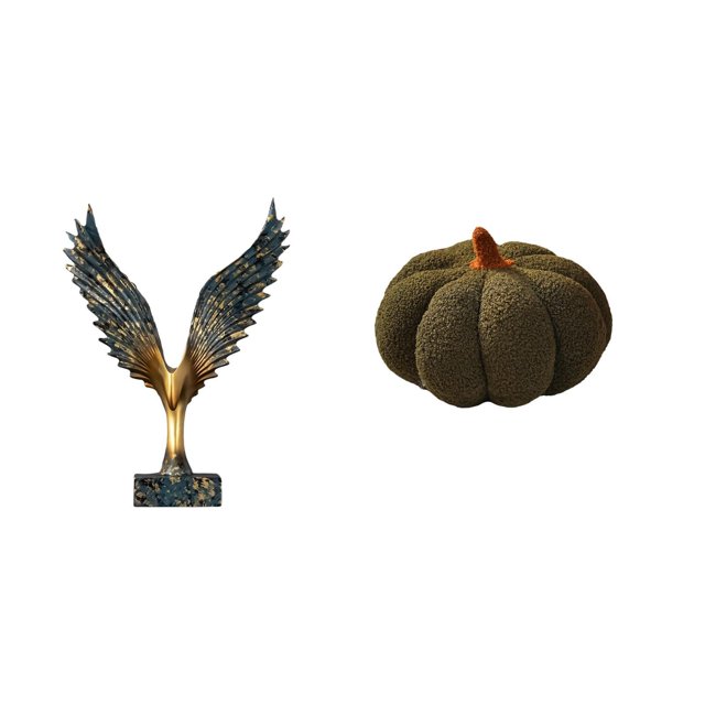 Estatua De Calabaza De Resina Con Alas Extendidas, Escultura, Adorno Feng Shui, Cojín Decorativo De Felpa Para Cama, Dormitorio, Sofá, Decoración De Habitación