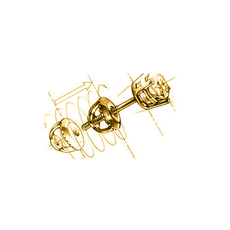 Wellingsale 14K Yellow Gold Polished Tinkerbelle Stud Earrings With Screw  Back