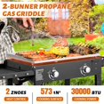 thumbnail image 4 of Enyopro Portable 2-Burner Gas Grill, 573 Sq. In. 30,000 BTU Flat Top Propane Grill with Side Shelves, Ideal for BBQ, Patio, Camping, and Tailgating, 4 of 10