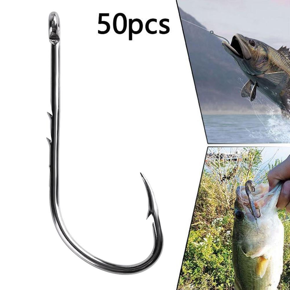  HUIOP Fishing Hook, 50 PCS Fishing Hook Long Shank