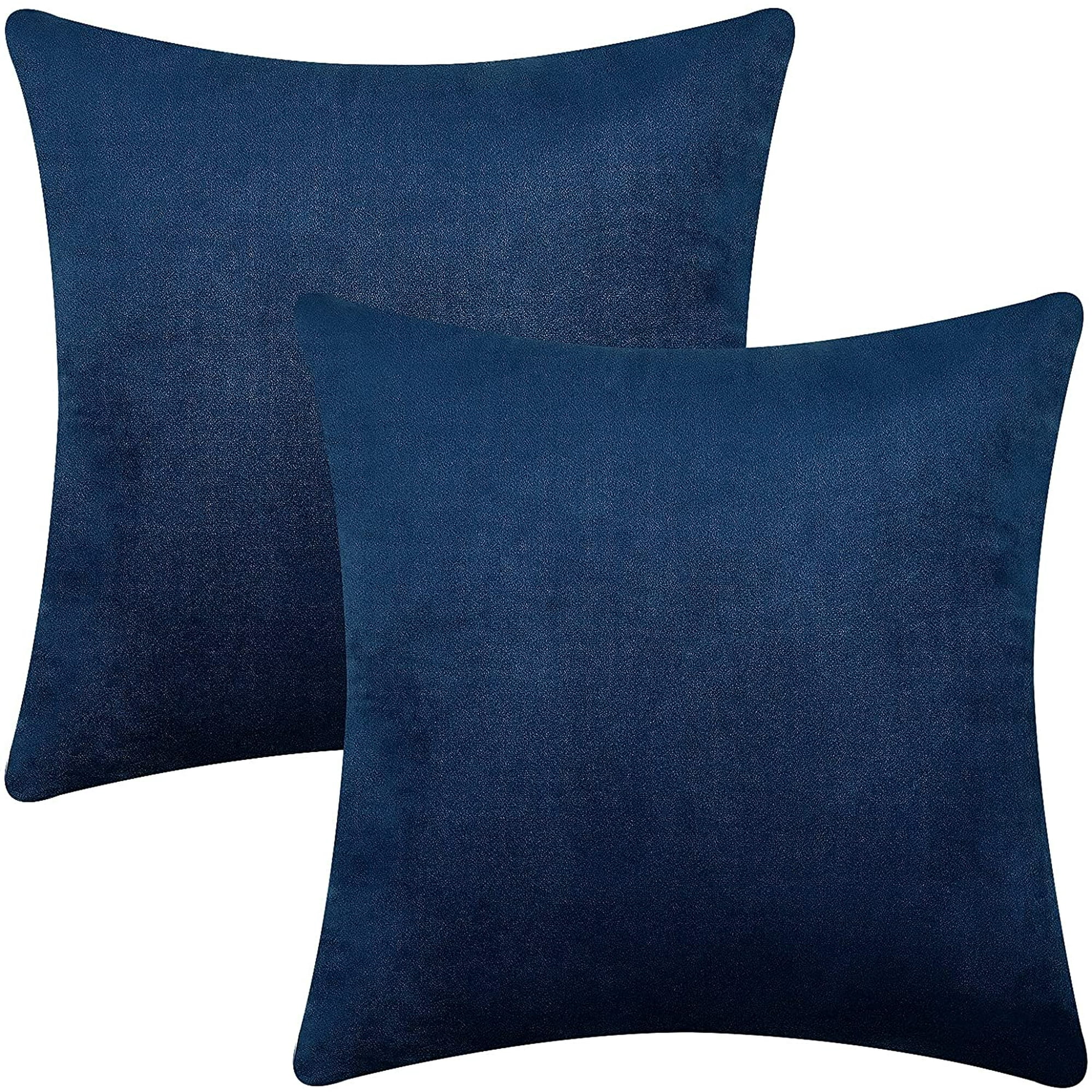 2 Pack Throw Pillow Covers 18 x 18 Inch Velvet Decorative Pillow Covers Soft Solid Square Throw Pillow Cases Plush Cushion Case for Sofa Couch Bed Navy Blue Walmart