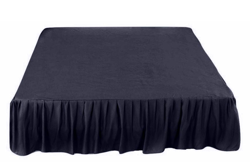 Gathered Bed Skirt With Platform Dust Ruffle Microfiber Drop 6-30" Navy Blue 