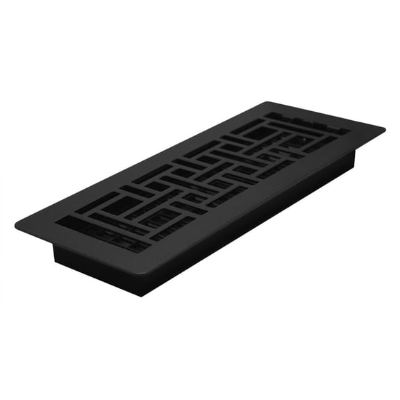 Decor Grates LAJH412-BLK Oriental Low Profile Floor Register, 4x12 Inches, Textured Black Finish