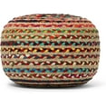 thumbnail image 5 of · REDEARTH · Round Pouf Ottoman - Braided Boho Poof Home Decor Pouffe Accent Sitting Circular Foot Rest for Living Room, Bedroom, Nursery, Kidsroom, Lounge; Jute and Cotton (19.5"x19.5"x14"; Multi), 5 of 9
