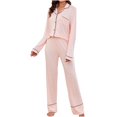 thumbnail image 4 of ibuvkizy Womens Pajama Sets Winter,Women's Long Sleeve Home Pocket Printed Pajama Set for Daily Home Wear Pink,S, 4 of 5