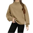 thumbnail image 1 of Girls' Hooded Sweatshirt with Slit Hem and Thumb Buckle Solid Color Long Sleeves, 1 of 8