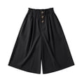 thumbnail image 6 of Utoimkio Women's Light Blue Culotte Shorts,High Waisted Cropped Wide Leg Trousers with Ruffled Waist and Buttons, 6 of 6