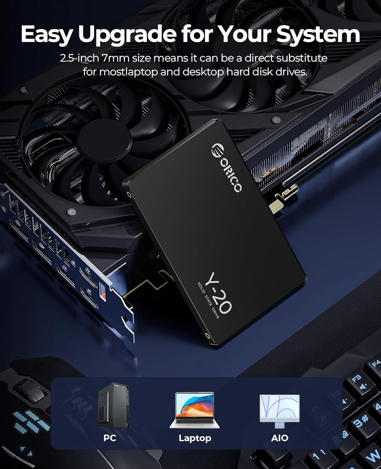 ORICO 512GB 2.5 Inch SSD Solid State Drive SATA III 6Gbps-Read Speed up to 500MB/s Internal 2.5" SSD for Desktop Laptop-Y20