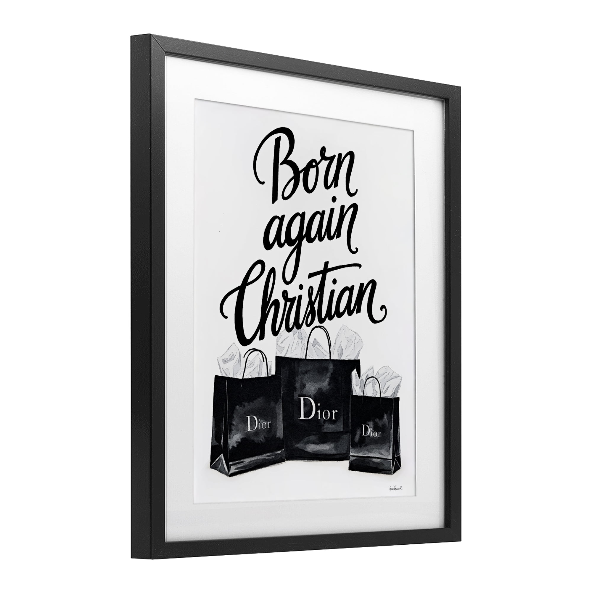Shopping Born Again Christian Black Framed Print Under Glass, design by Amanda Greenwood