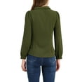 thumbnail image 3 of CAMISA DE BOTONES PARA MUJERES INSPIRE CHIC CON COLLAR PETER PAN Y NUDO PARA TRABAJO TALLA XL VERDE OLIVA, 3 of 7