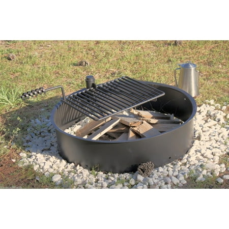 24" Steel Fire Ring with Cooking Grate Campfire Pit Park ...