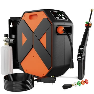 Electric Pressure Washer, Wall Mounted Pressure Washer, Power Washers Electric Powered 5000 PSI 3.2 GPM, with 100FT Retractable Hose Reel for Car, Yards, Roads, Floors and More