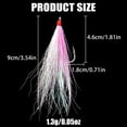 thumbnail image 3 of Fishing Bucktail Teaser Hooks, 10pcs Saltwater Fishing Jigs Teaser Hooks High Carbon Steel Hooks with Crystal Flash Feather Skirt for Fluke Flounder Salmon Trout Sea Bass Steelhead, 3 of 7