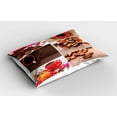 thumbnail image 2 of Ambesonne Coffee Pillow Sham 2 Pack, Mugs Polka Dots Flowers, 36"x20", Brown Red, 2 of 3
