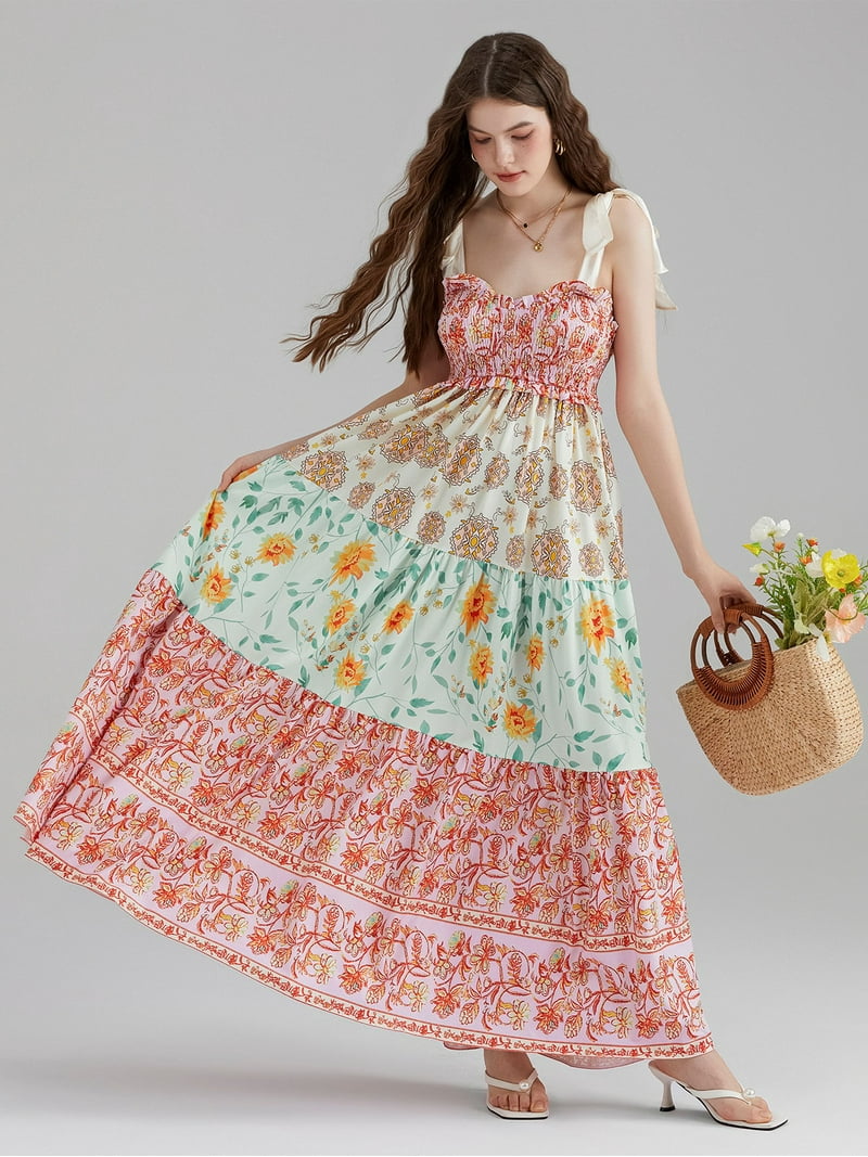 knee length dresses for ladies Cut-Out Boho Maxi Dress – Mint Green with Open Silhouette C1 / S/M