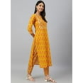 thumbnail image 6 of Janasya Indian Women's Mustard Cotton Floral Print Kurta with Pant, 6 of 9