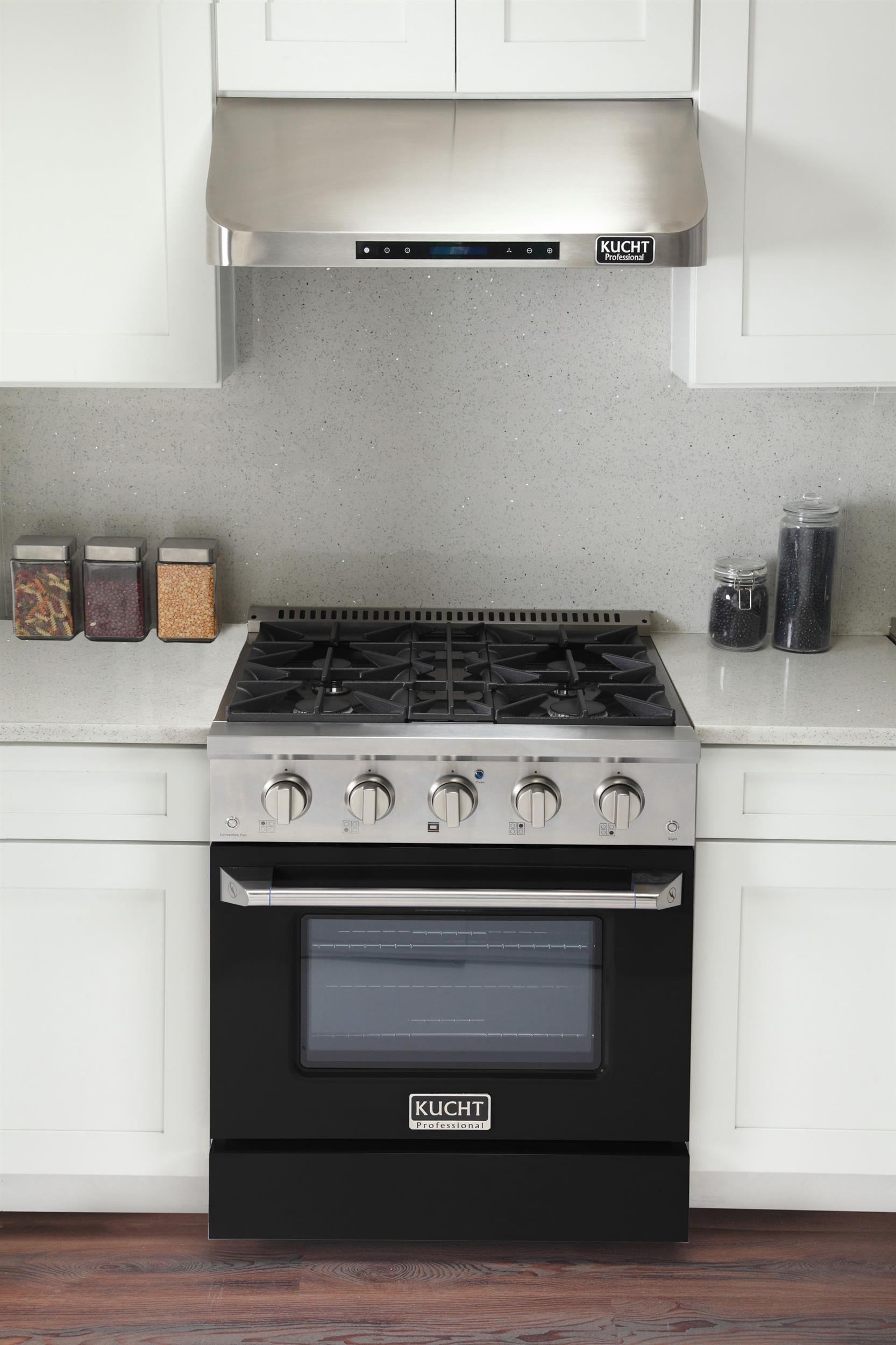 Kucht Professional 30" Stainless Steel Propane Gas Range in Black/Silver