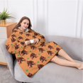 thumbnail image 5 of Oversized Wearable Blanket Hoodie,Orange Bigfoot and Grass Pattern Sherpa Blanket Hoodie with Super Pockets,Super Warm Fuzzy Pullover for Women & Men, 5 of 6