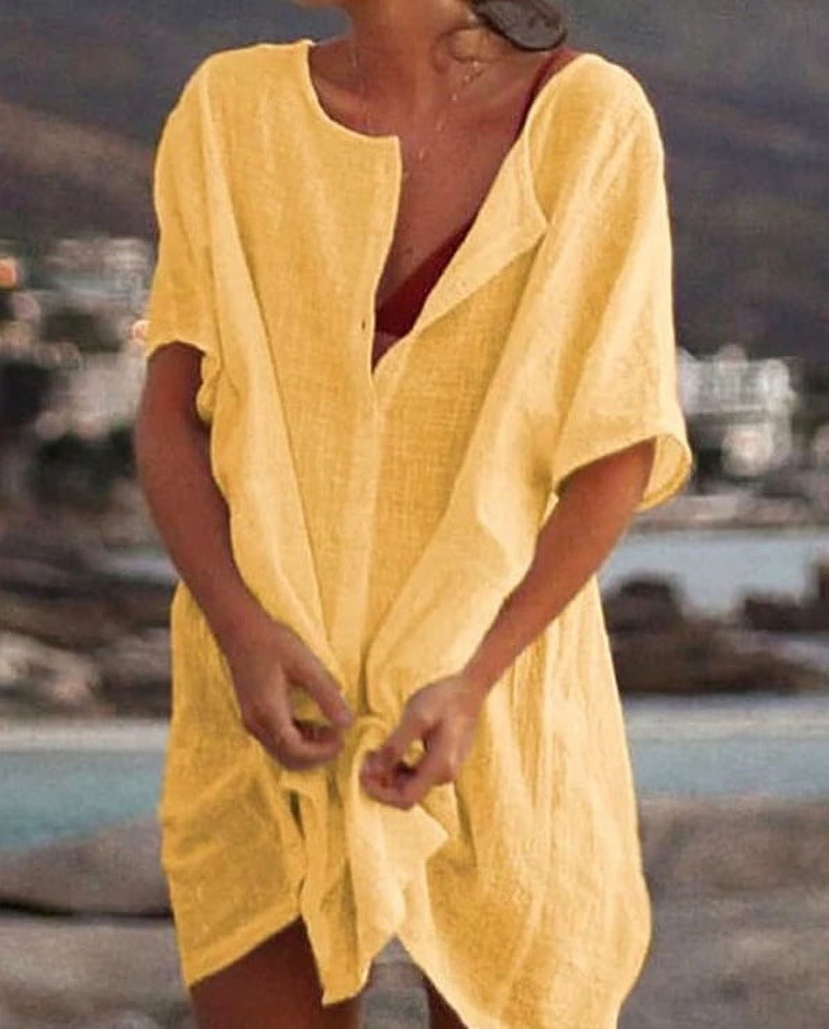 Women's Beach Bikini Cover Up Shirt Summer Swimsuit Beach Cover Up Shirt S-4XL Sun Protection