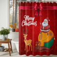 thumbnail image 4 of Merry Christmas Shower Curtain, Xmas Santa Elk Winter Gifts Snowflake Waterproof Fabric Shower Curtains with 12 Hooks, Bathroom Curtain Set for Bathroom Accessories Decor, 72 x 84 Inches, 4 of 9