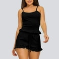 thumbnail image 3 of Levmjia Women Pajama Set Summer Sleeveless Sexy Tank Top Shorts 2 Piece Outfit Soft Breathable Polyester Sleepwear Loungewear Comfortable Homewear, 3 of 3