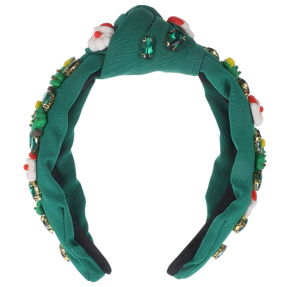 Raindrops Holiday Hair Accessories for Women, Green Santa Headband, Festive Twisted Design, 1 Set Christmas Party